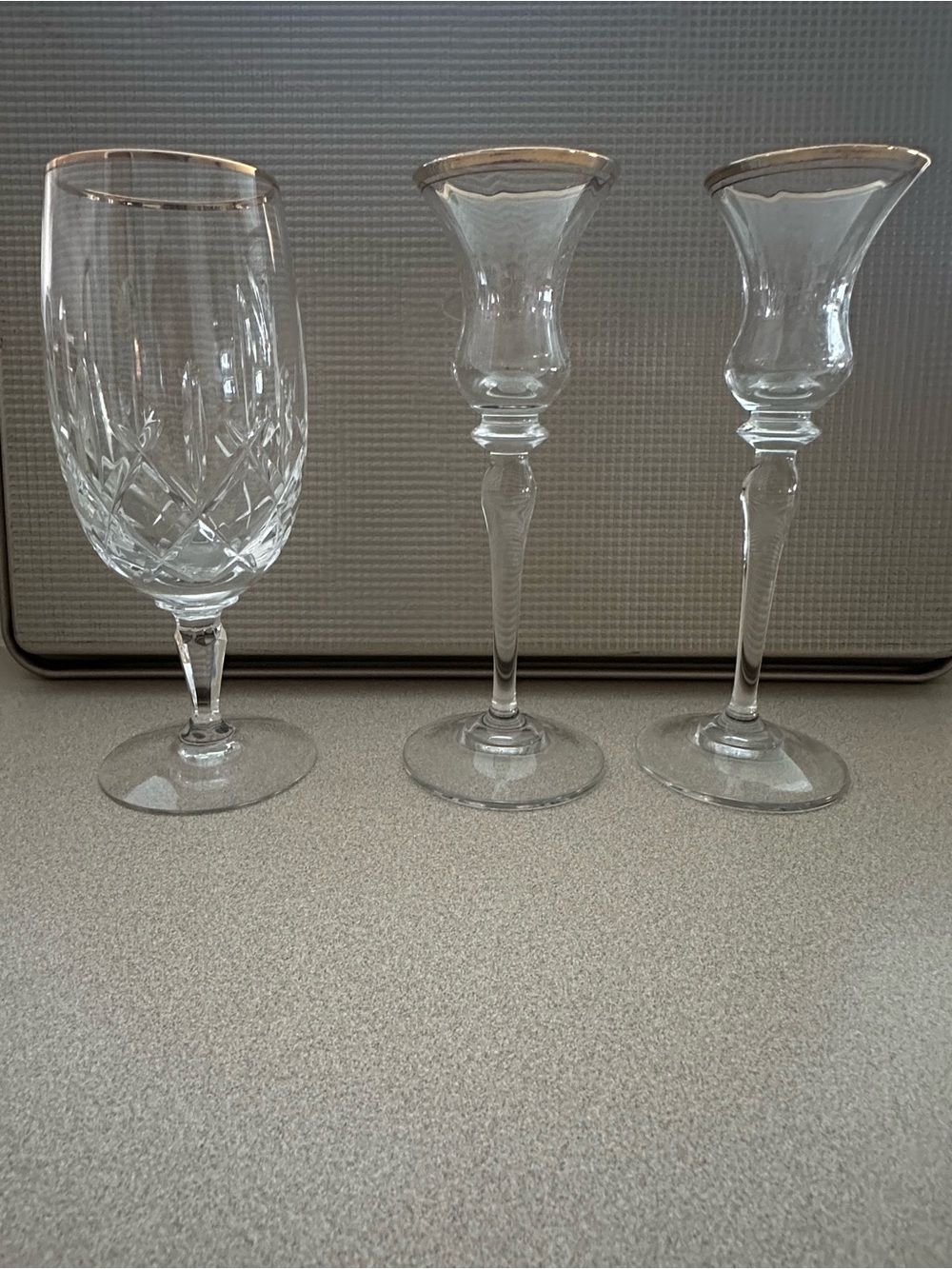 Crystal Stemware Set with Gold Trim - Clear Glass